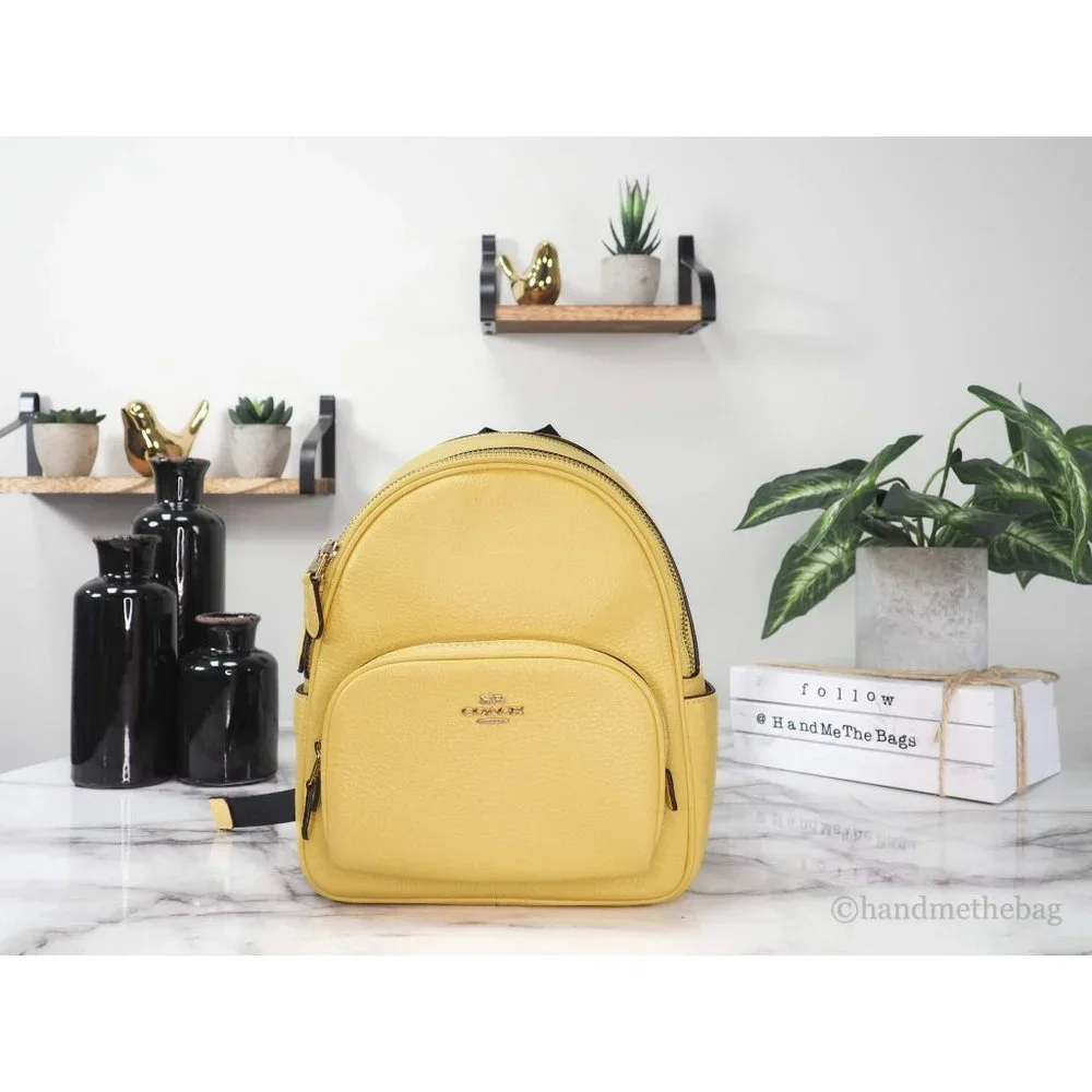 NWT Coach Mini Court Backpack Retro Yellow Pebbled Leather Shoulder Bag NEW - Picture 2 of 11